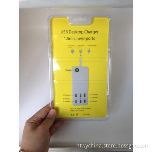 6 Port USB Desktop Wall Charger for Phone/PC/Tablet